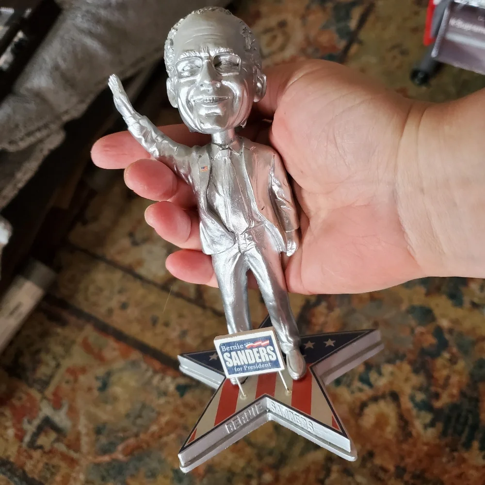 Silver Bernie Sanders Bobblehead Figurine